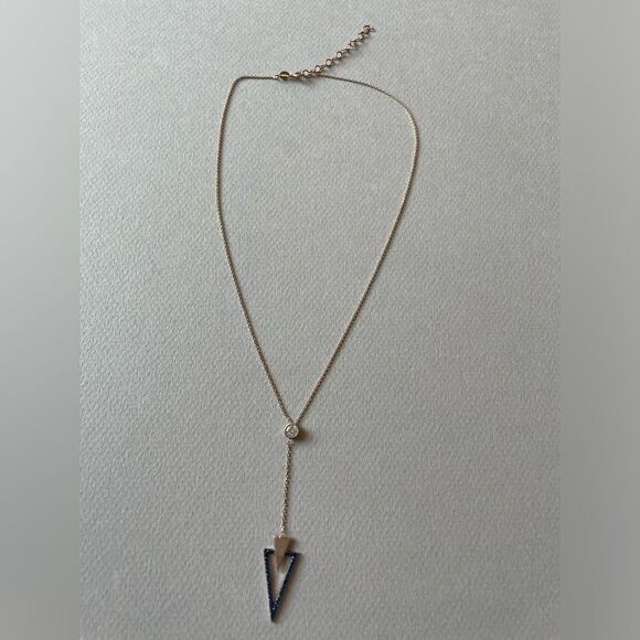 Elegant Gold and Blue Pendant Necklace M348 - Picture 1 of 5